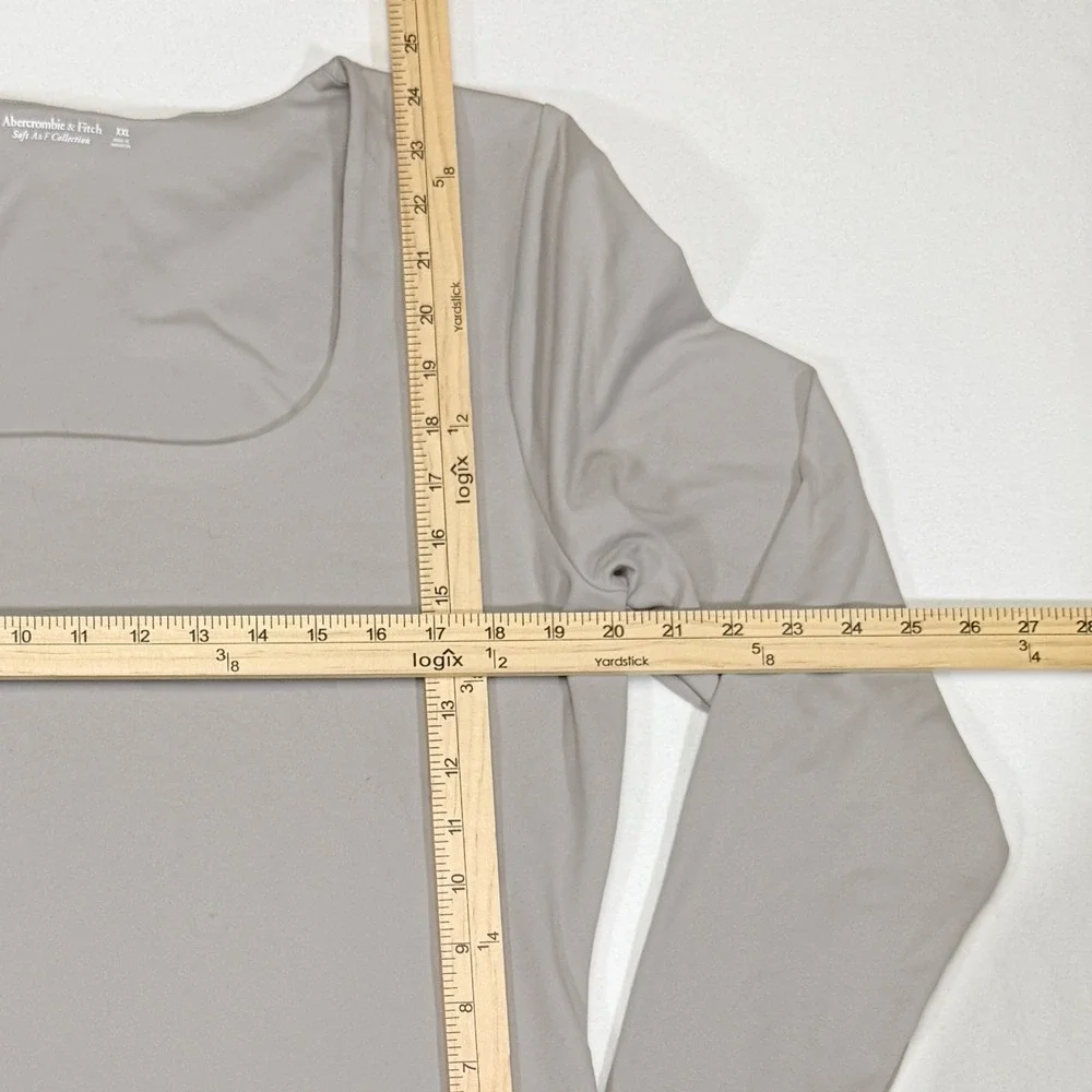 Abercrombie Fitch Soft A&F Collection Long Sleeve Square Neck Bodysuit XXL Gray - Picture 2 of 4